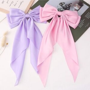 Pink & Purple Oversized Satin Bow Hair Clips Bowknot Barrettes